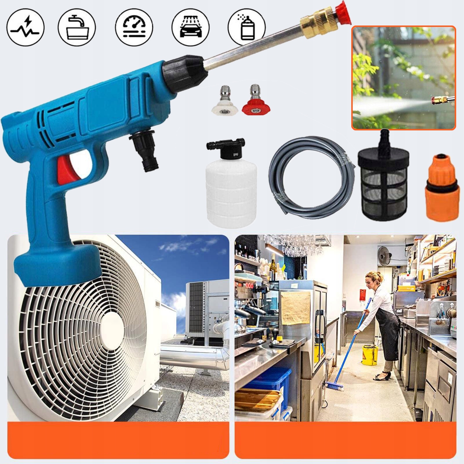 PRZENOŚNA MYJKA WYSOKOCIŚNIENIOWA PISTOLET NA WODĘ DO MYCIA SAMOCHODÓW