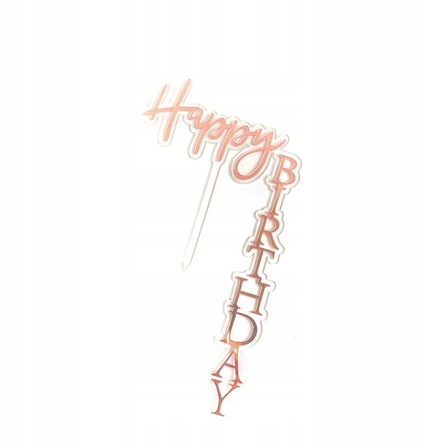 

Topper Happy Birthday różowy na tort kątowy akryl