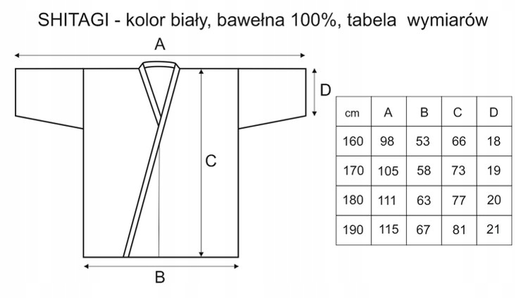 Koszulka Shitagi Pod Keikogi Iaido Kendo 170 cm Rozmiar 170 cm