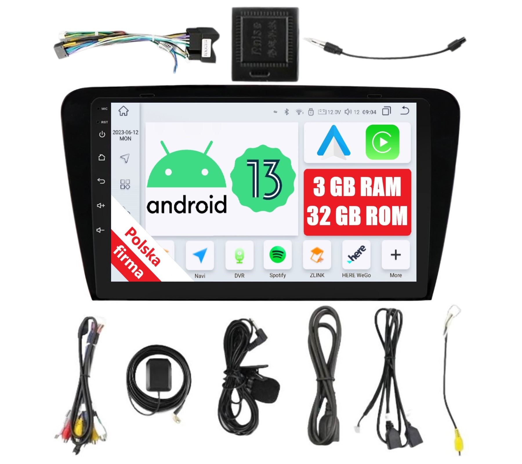 Nawigacja Radio 2DIN Android Skoda Octavia 3 III Dsp Carplay 3/32 Gb