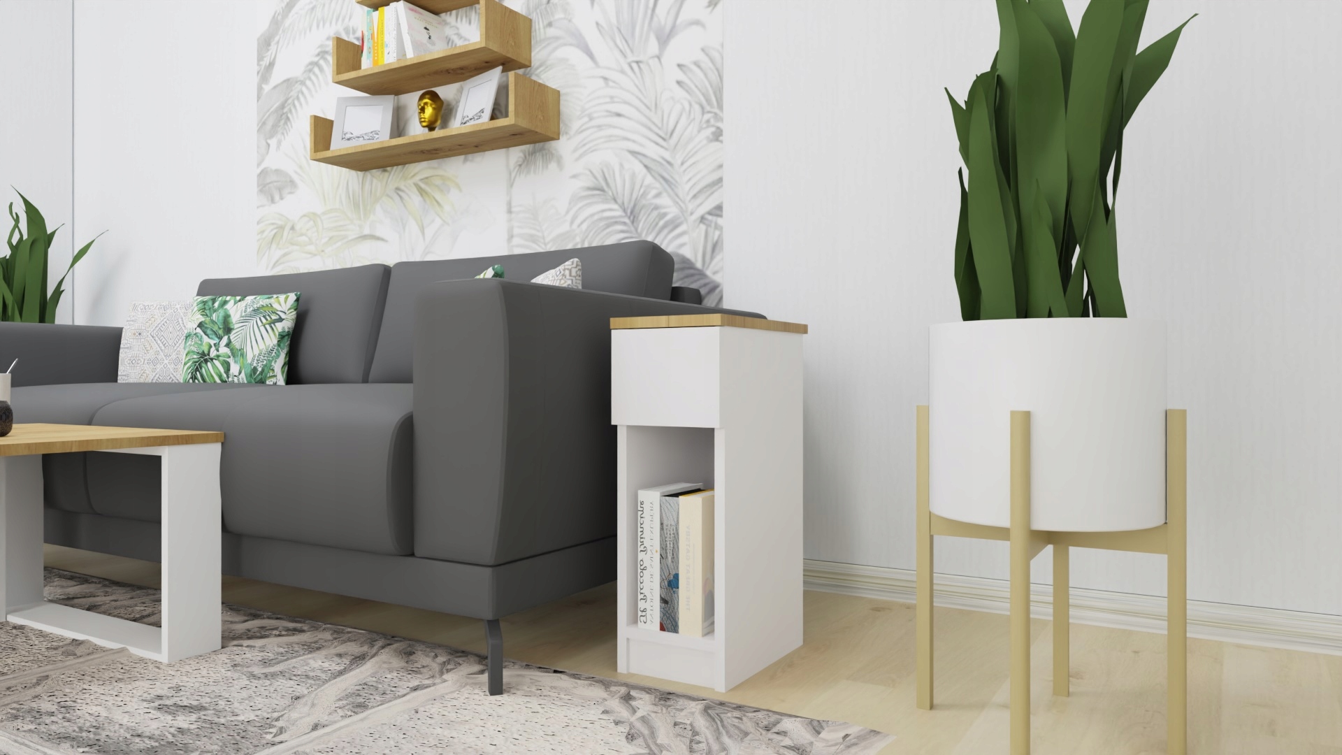 Szafka nocna stolik do kanapy kawowy pojedyncza szuflada biała artisan Stan opakowania oryginalne