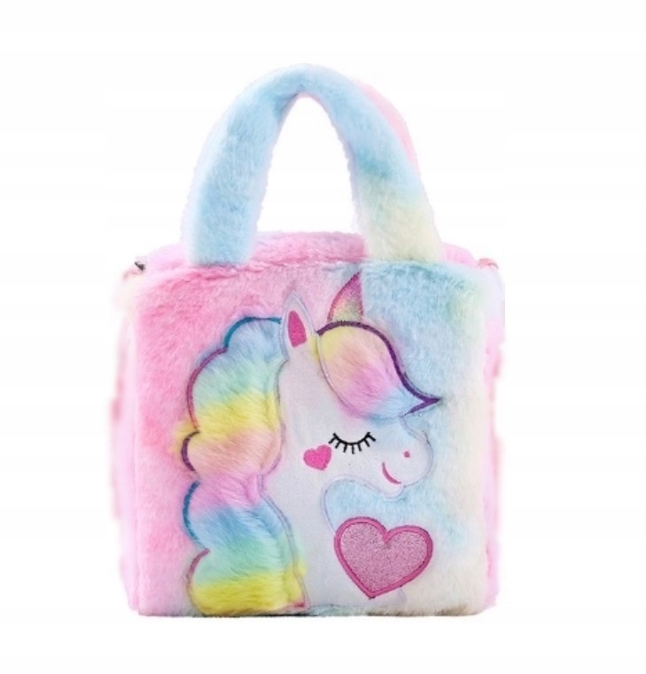 

Torebka Różowa Unicorn Jednorożec Futerko 26 cm XL