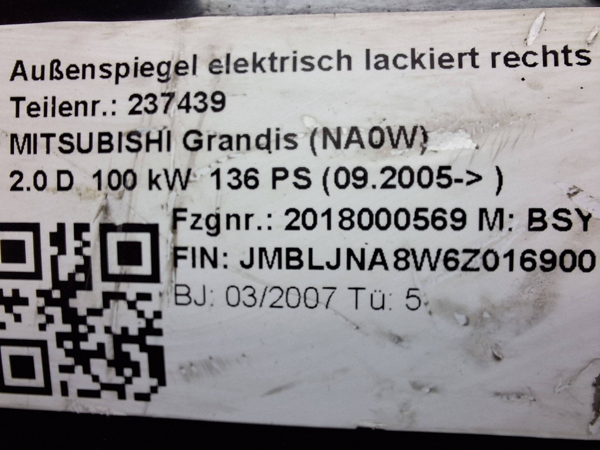 mirror right MITSUBISHI GRANDIS 03-11 7 PIN EUROPA
