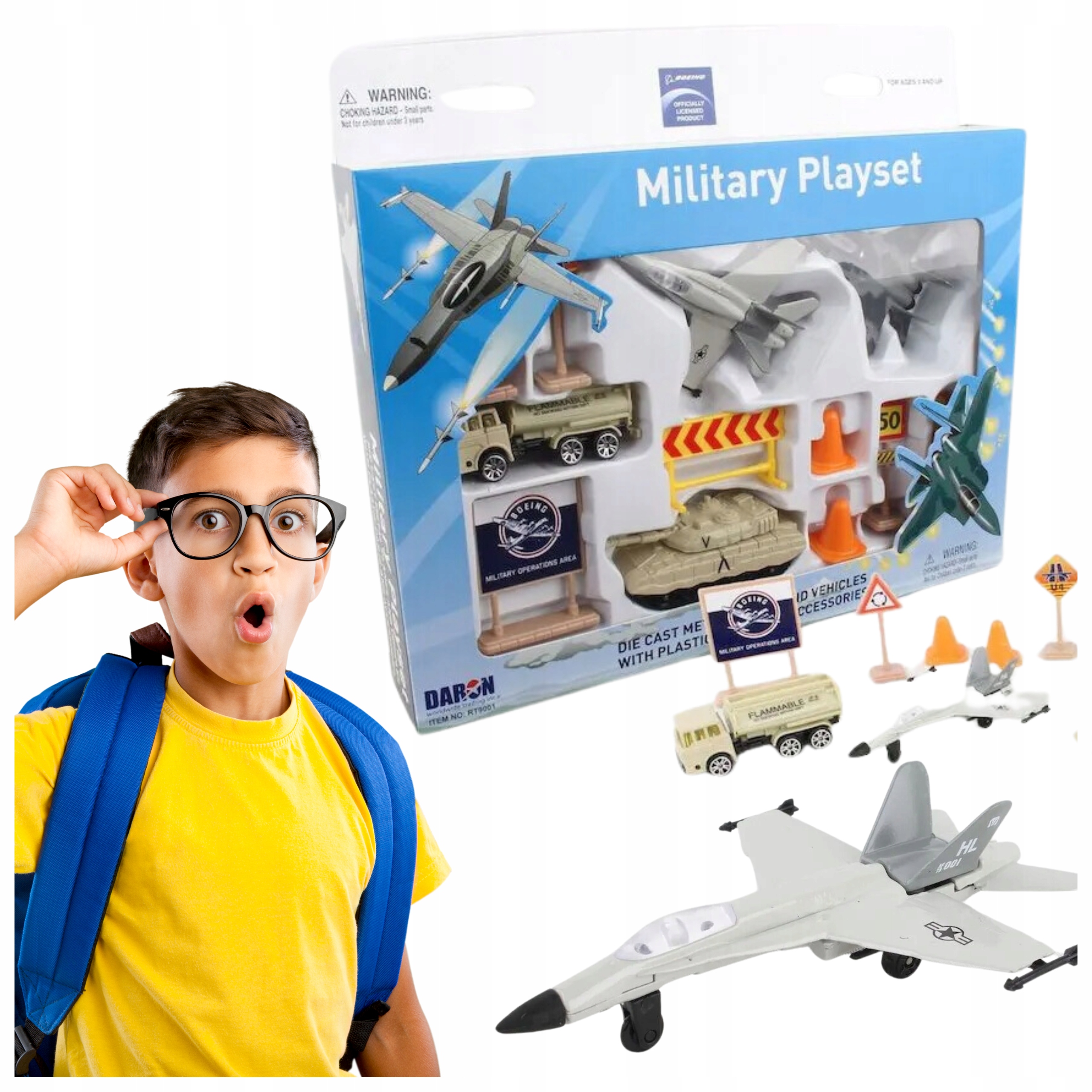 ZESTAW LOTNISKOWY DLA DZIECI ZABAWKA BOEING MILITARY