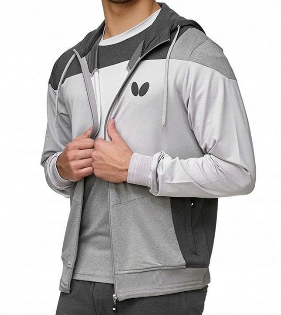 Mikina na Stolní Tenis a ping pong Butterfly XL Hooded Jacket Mito šedá