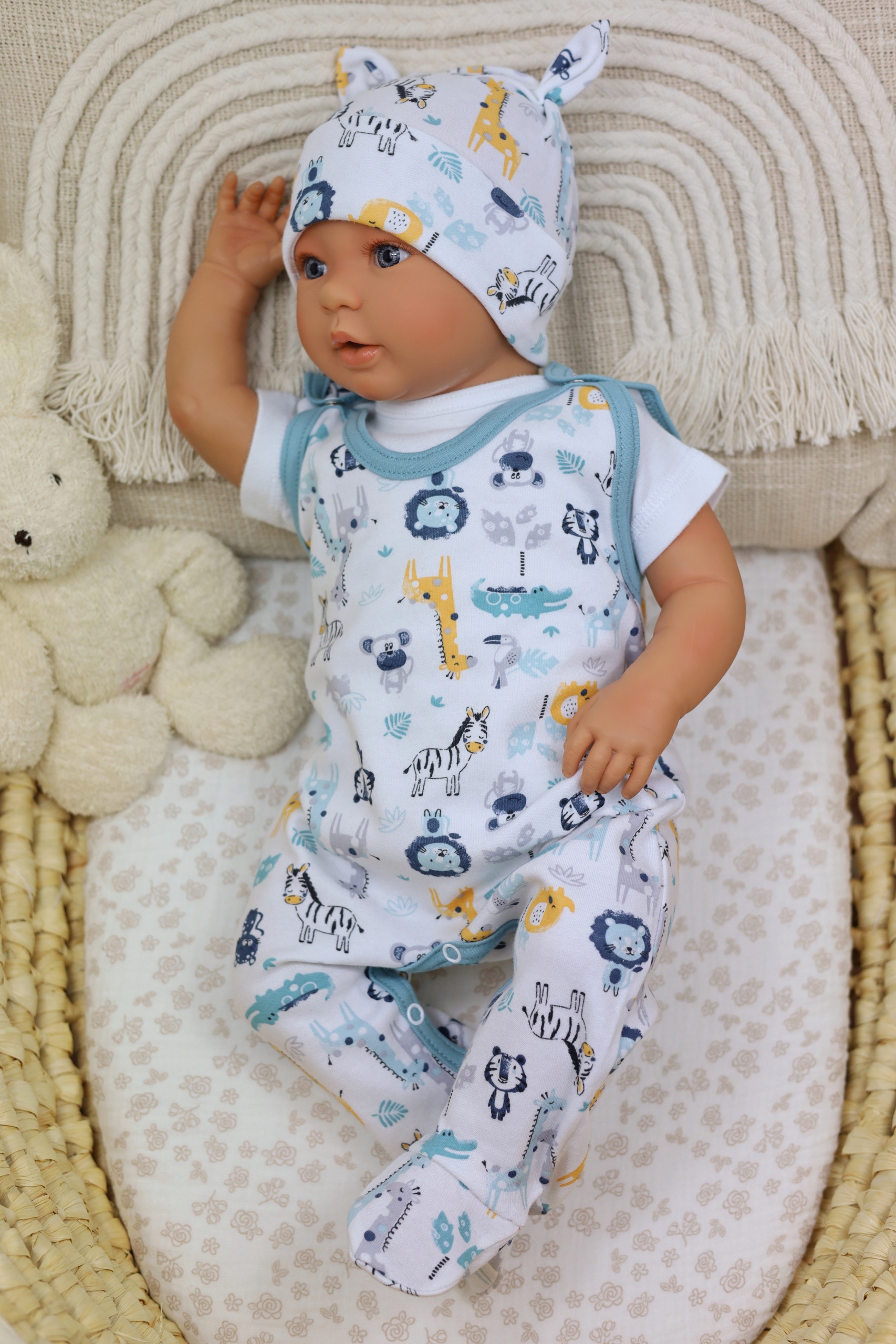 ŚPIOCHY NIEMOWLĘCE ŚPIOSZKI BAWEŁNIANE ROZPINANE r.62 LITTLE JUNGLE /58/ Rozmiar (new) 62 (57 - 62 cm)