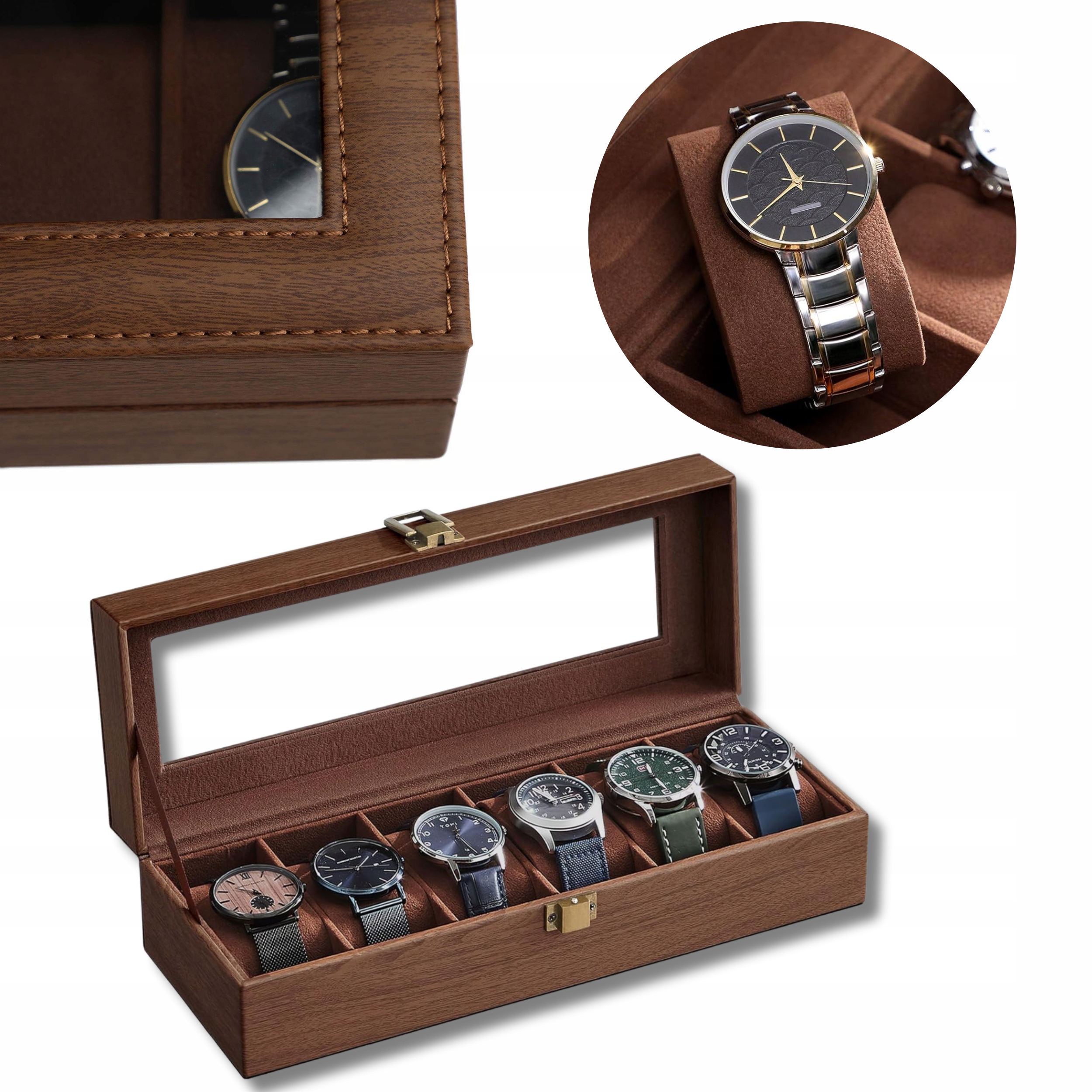 ETUI NA ZEGARKI SZKATUŁKA ORGANIZER PUDEŁKO Aż 6szt na Prezent