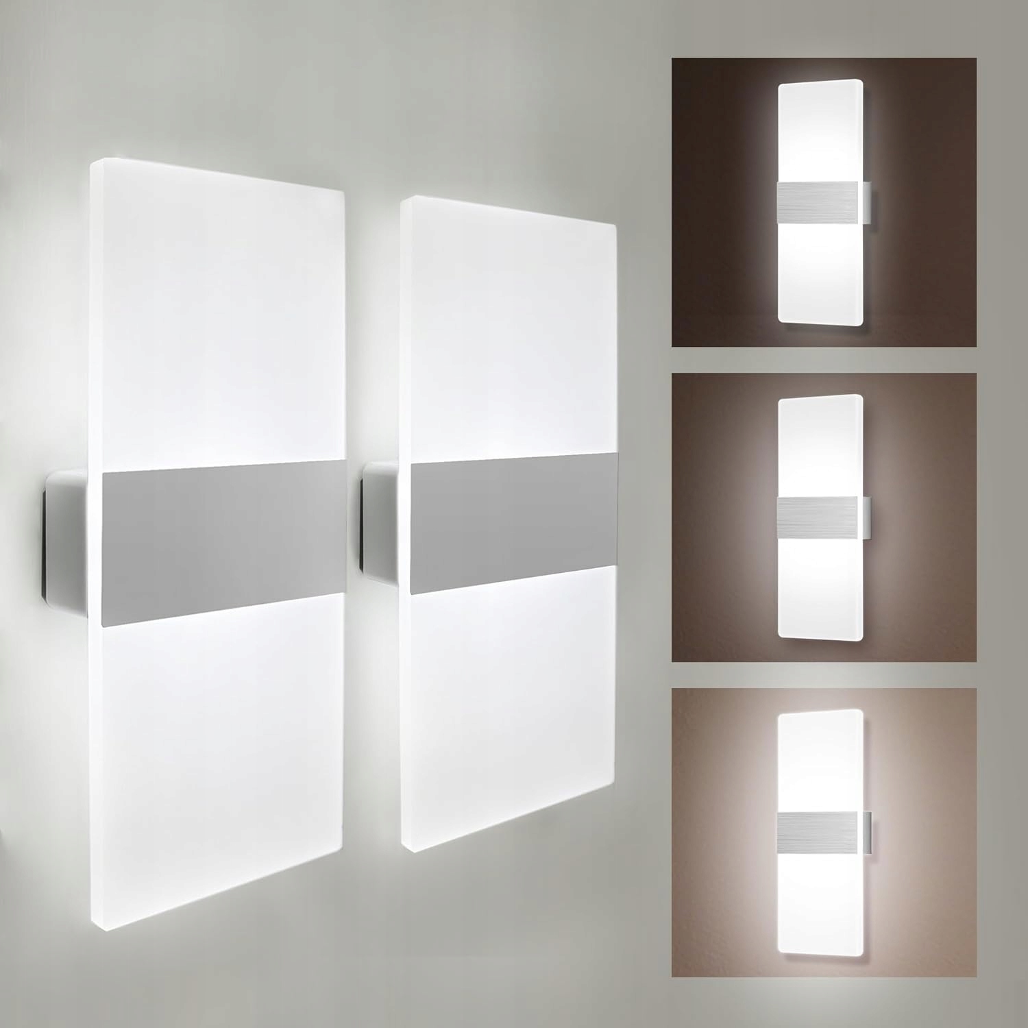2x 12W Led Nástěnná Lampa Vnitřní 3000K Do Ložnice, Obývacího Pokoje