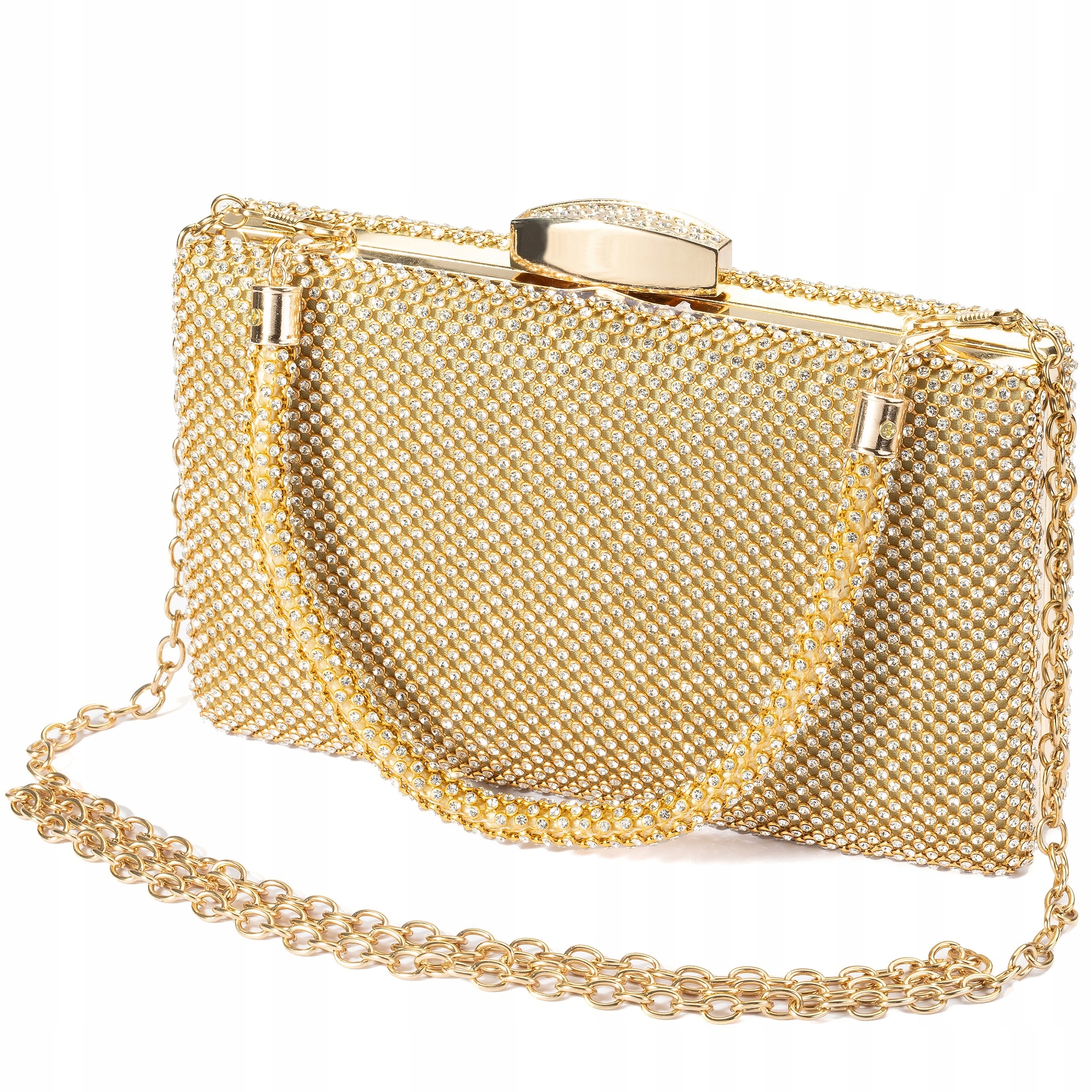 Zlatá Návštěvní Kabelka S Večerní Psaníčko Na Řetízku Zirkony