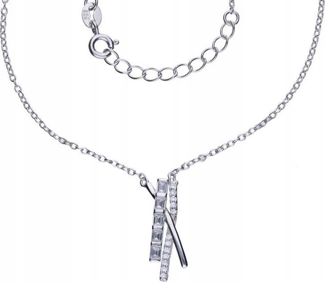 Stříbrný náhrdelník 925 zirkony bagety 2,49 g, elegantní a módní vzor, dárek