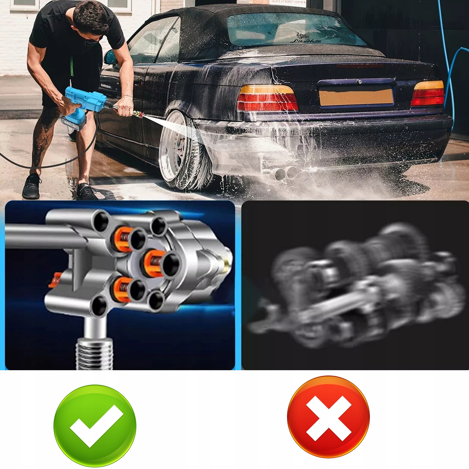 Bezdrátová Tlaková Myčka 48 V 300 W S Pěnovým Nástavcem Pro Terasy