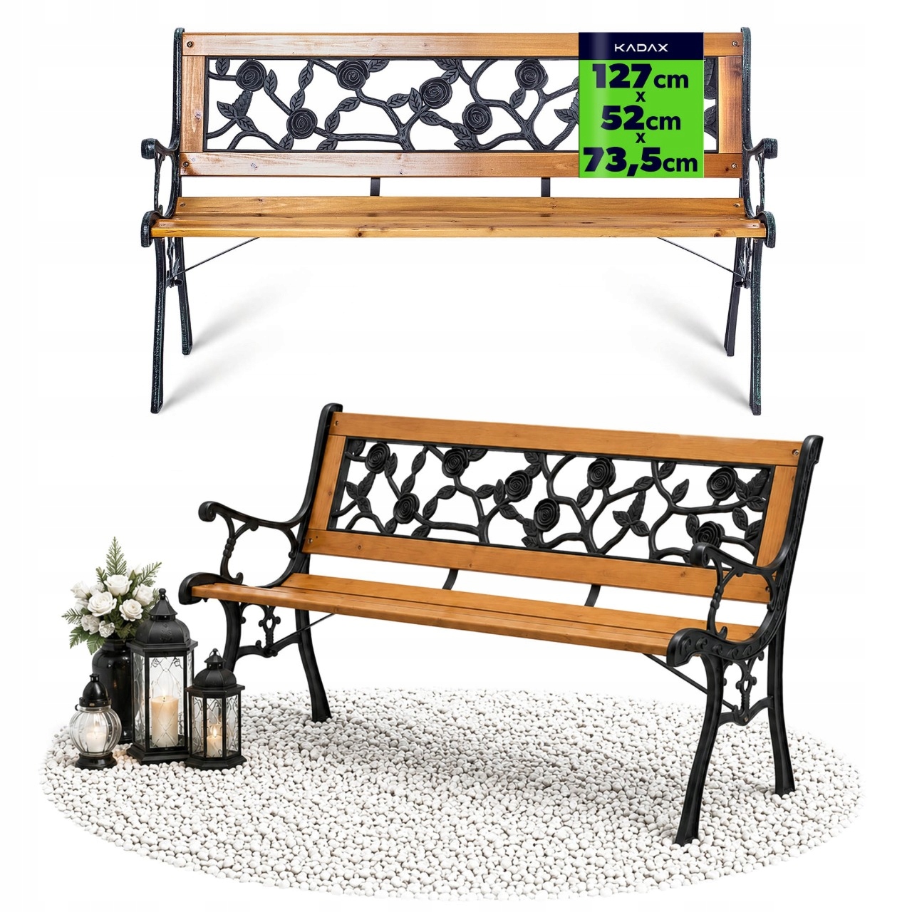 Hřbitovní Lavice 127 cm Hřbitovní Lavička S Opěradlem Dřevěná Náhrobní