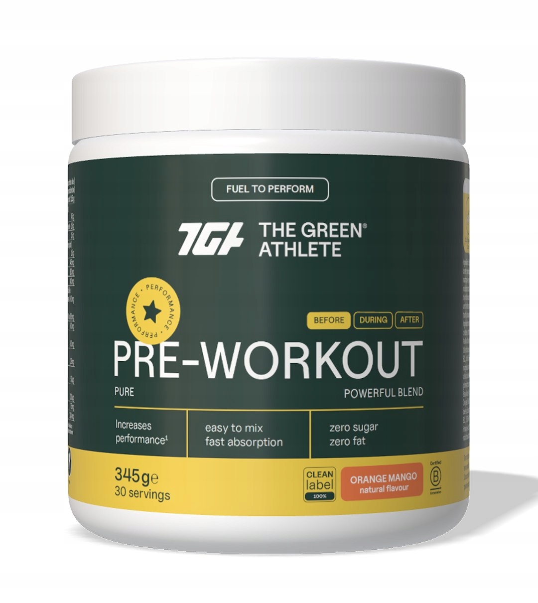 Pre-workout S Příchutí Pomeranče A Manga Bezlepkový 345 g The Green...