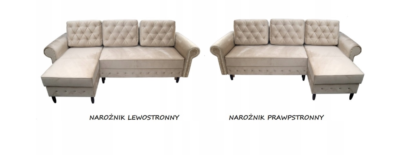 NAROŻNIK TAPICEROWANY GLAMOUR Z FUNKCJĄ SPANIA Kolekcja GLAMOUR