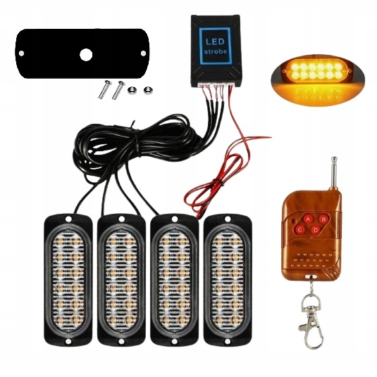 4X LAMPY OSTRZEGAWCZE STROBOSKOP LED AWARYJNE LAWETA POMOC DROGOWA + PILOT Producent części Inny