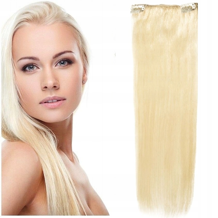 Clip-in Příčesek Do Vlasů 100% Přírodní Páska 50 CM velmi světlá blond 613