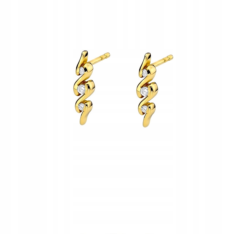 

Złote kolczyki z brylantami 0,12 ct sztyfty wkręty