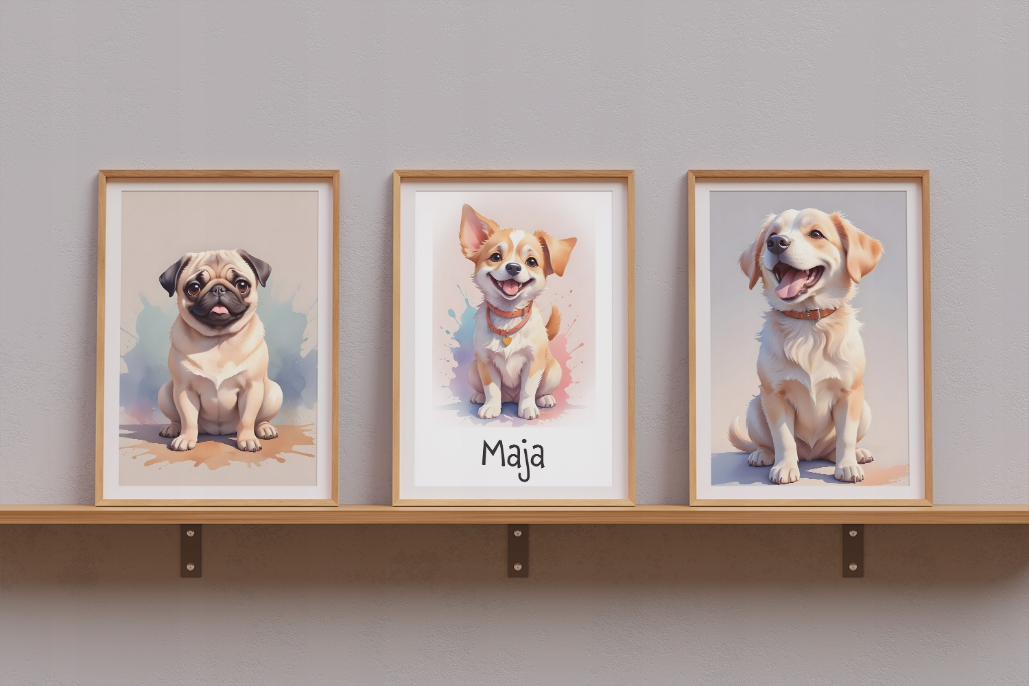 3 obrazki do pokoju dziecięcego A3 plakaty psy pieski na prezent imię Długość (cm) 40 cm
