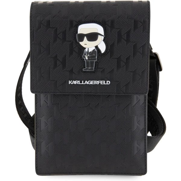 Karl Lagerfeld Torebka na telefon Saffiano Monogram Ikonik Nft czarna