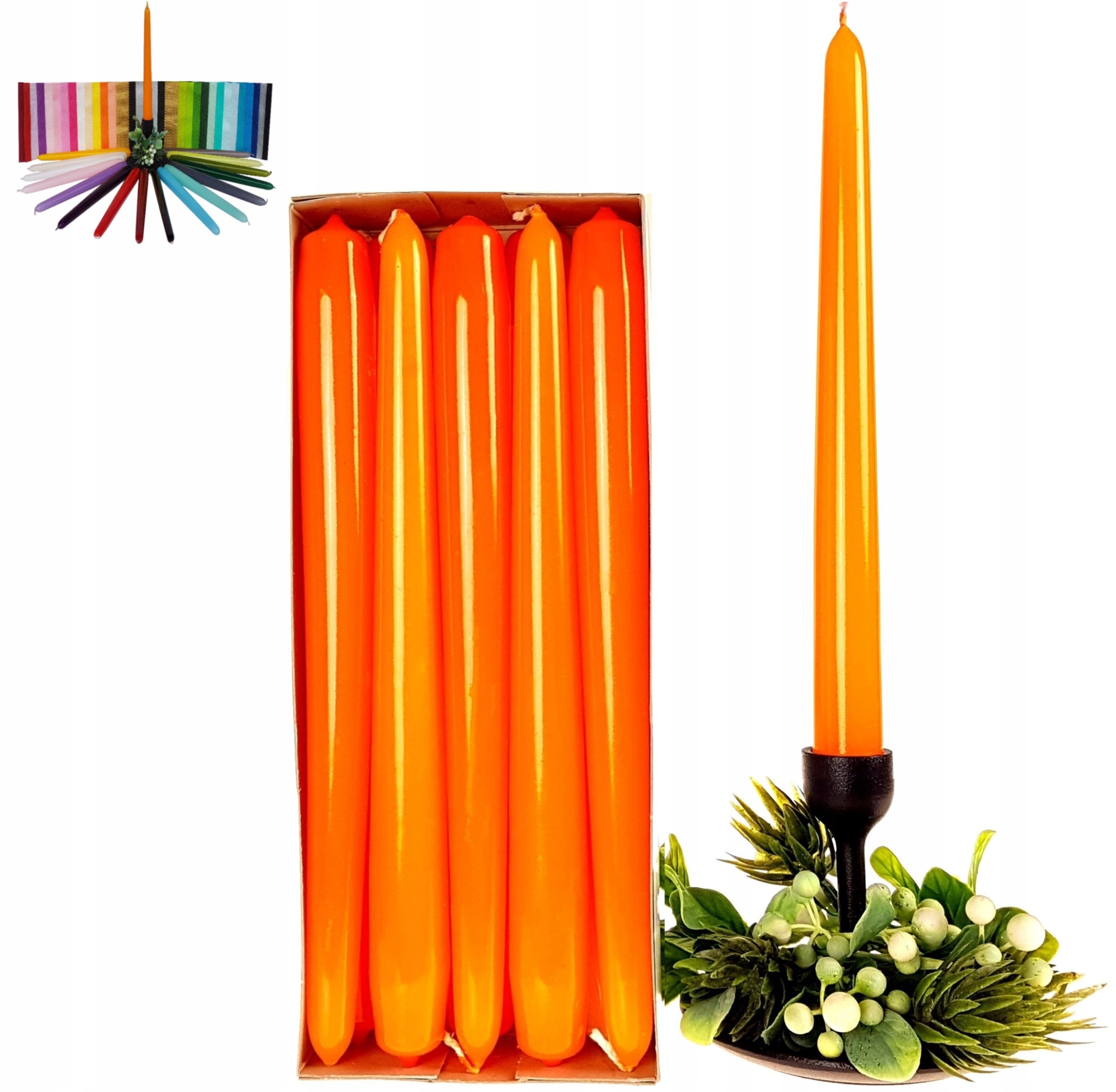 

Świece Stożkowe Lakierowane op. 10 szt.- pomarańcz