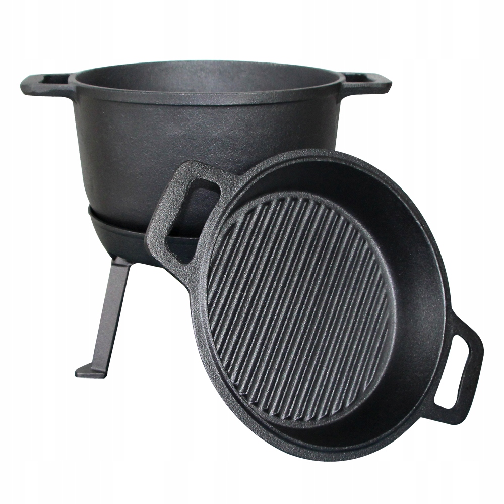 KOCIOŁEK ŻELIWNY 10L GARNEK MYŚLIWSKI 3w1 PATELNIA OGNISKO GRILL + GRATIS Producent inna