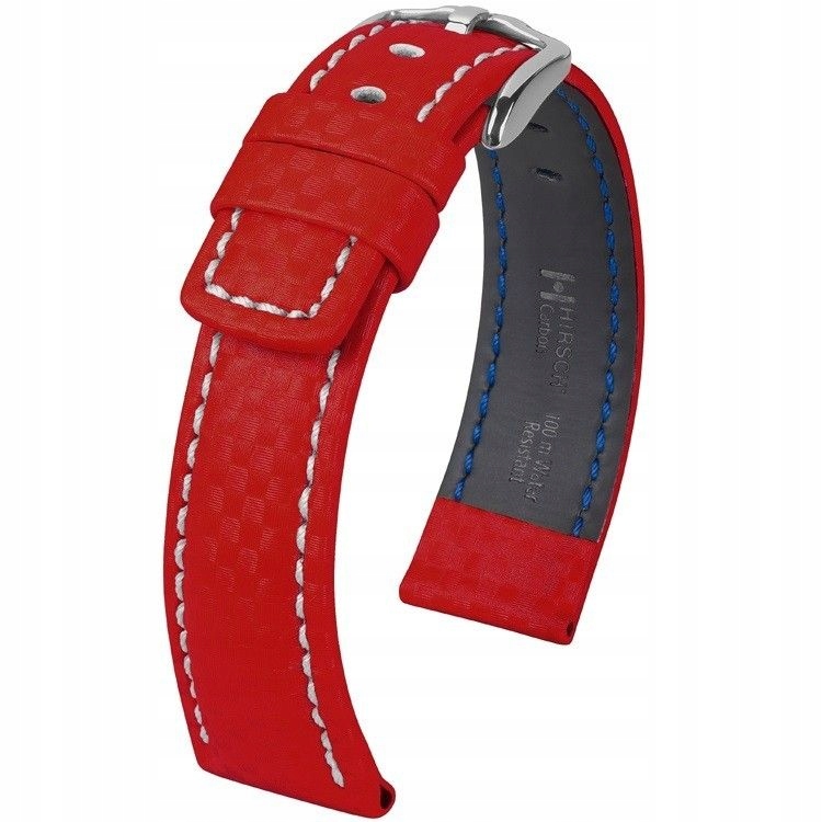 Červený kožený opasek 22 mm Hirsch Carbon 02592020-2-22 (L)
