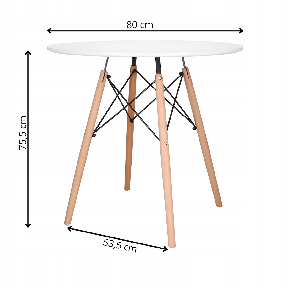 STÓŁ DO JADALNI KUCHNI SALONU STYL SKANDYNAWSKI OKRĄGŁY NOWOCZESNY 80x75cm Styl skandynawski