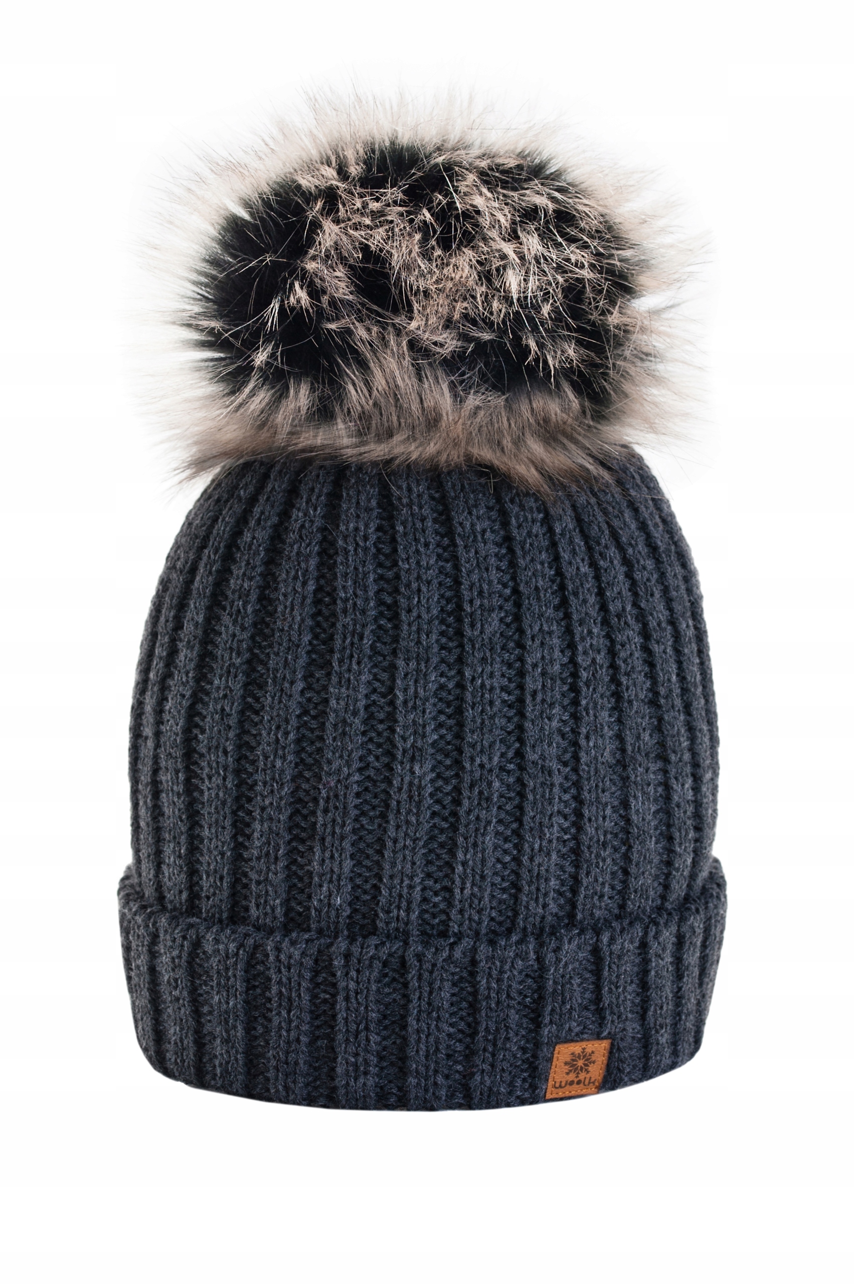 

Polska Zimowa Czapka Ciepła pompon Woolk Rita