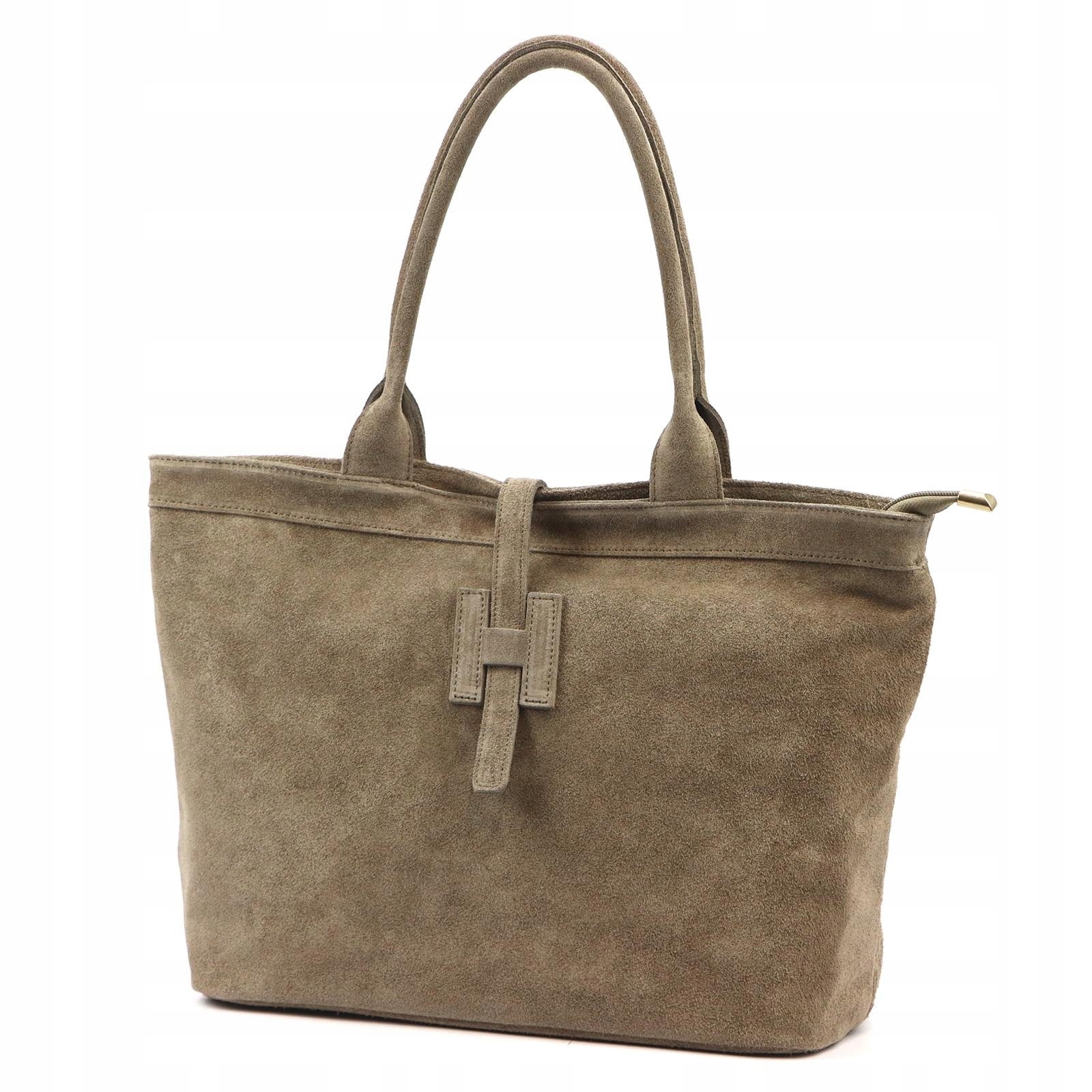 Dámská shopper kabelka z semišové kůže taupe velká A4 Luka
