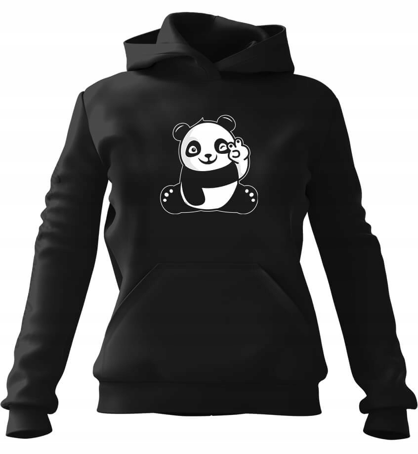 Dámská s kapucí Mikina Panda Fan, černá, velikost S