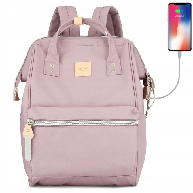 Plecak damski miejski Himawari Sorrel HM1881 na laptopa 13,3 Usb wrzosowy