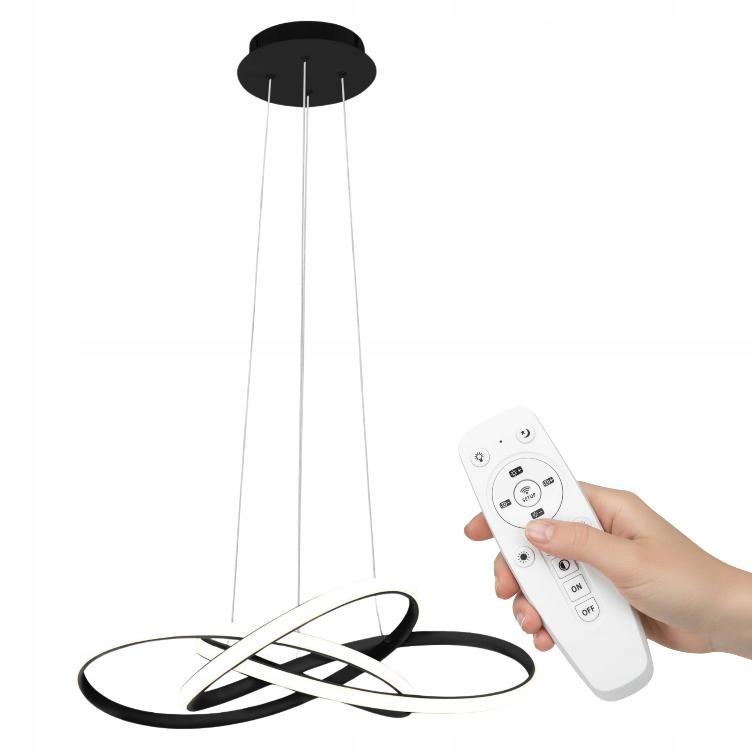 Led Závesná Stropná Lampa S Diaľkovým Ovládaním Čierna, Moderný Smart Luster