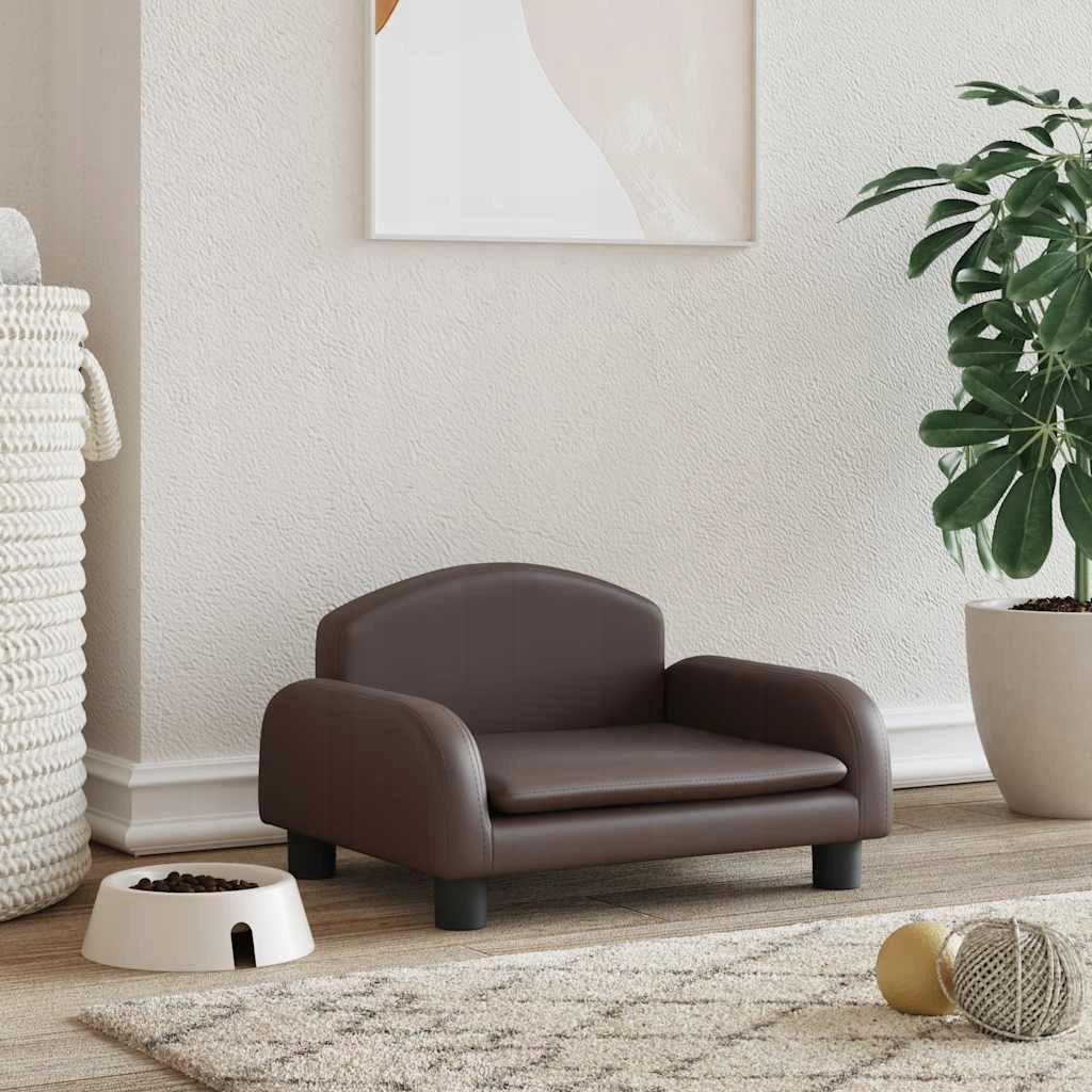 Levně Fionshop 262671491 Pelíšek pro psy hnědý 50 x 40 x 30 cm umělá kůže