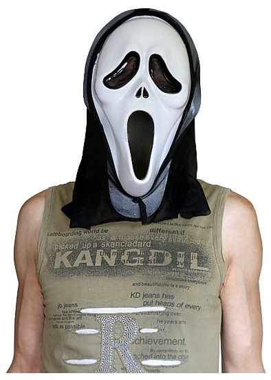 MASKA KRZYK Z KAPTUREM MASKI CREAM HALLOWEEN Kolor dominujący biały