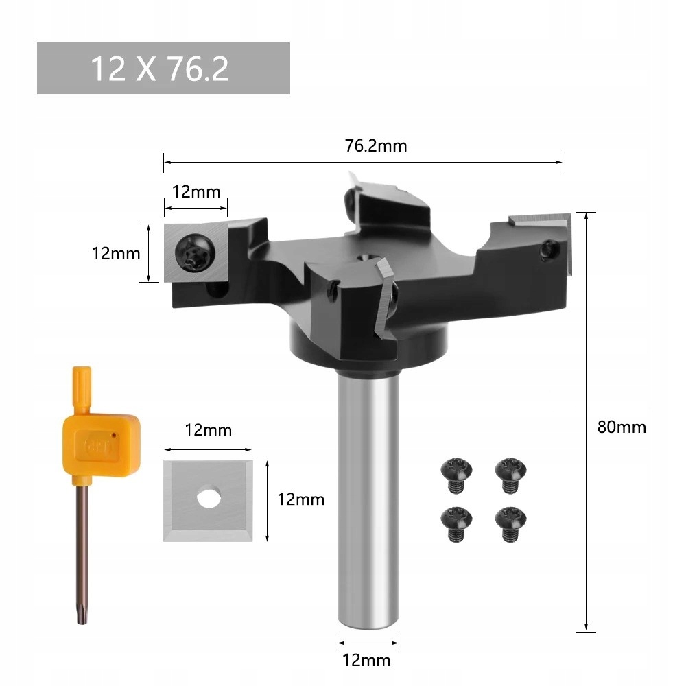 FREZ DO PLANOWANIA PŁASZCZYZN 76.2 ŚREDNICA 12 TRZPIEŃ 4x PŁYTKA W ZESTAWIE