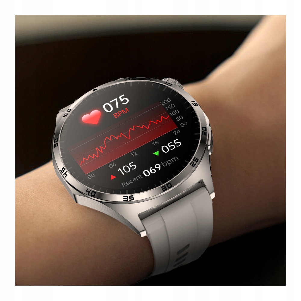 SMARTWATCH ZEGAREK CIŚNIENIOMIERZ EKG GLUKOZA GLIKEMIA HRV ROZMOWY MENU PL Typ naręczny