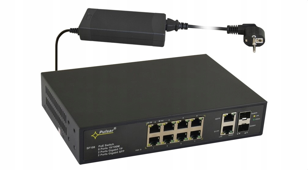 Switch Pulsar SF108 PoE 2x Sfp 8x PoE 2x Uplink