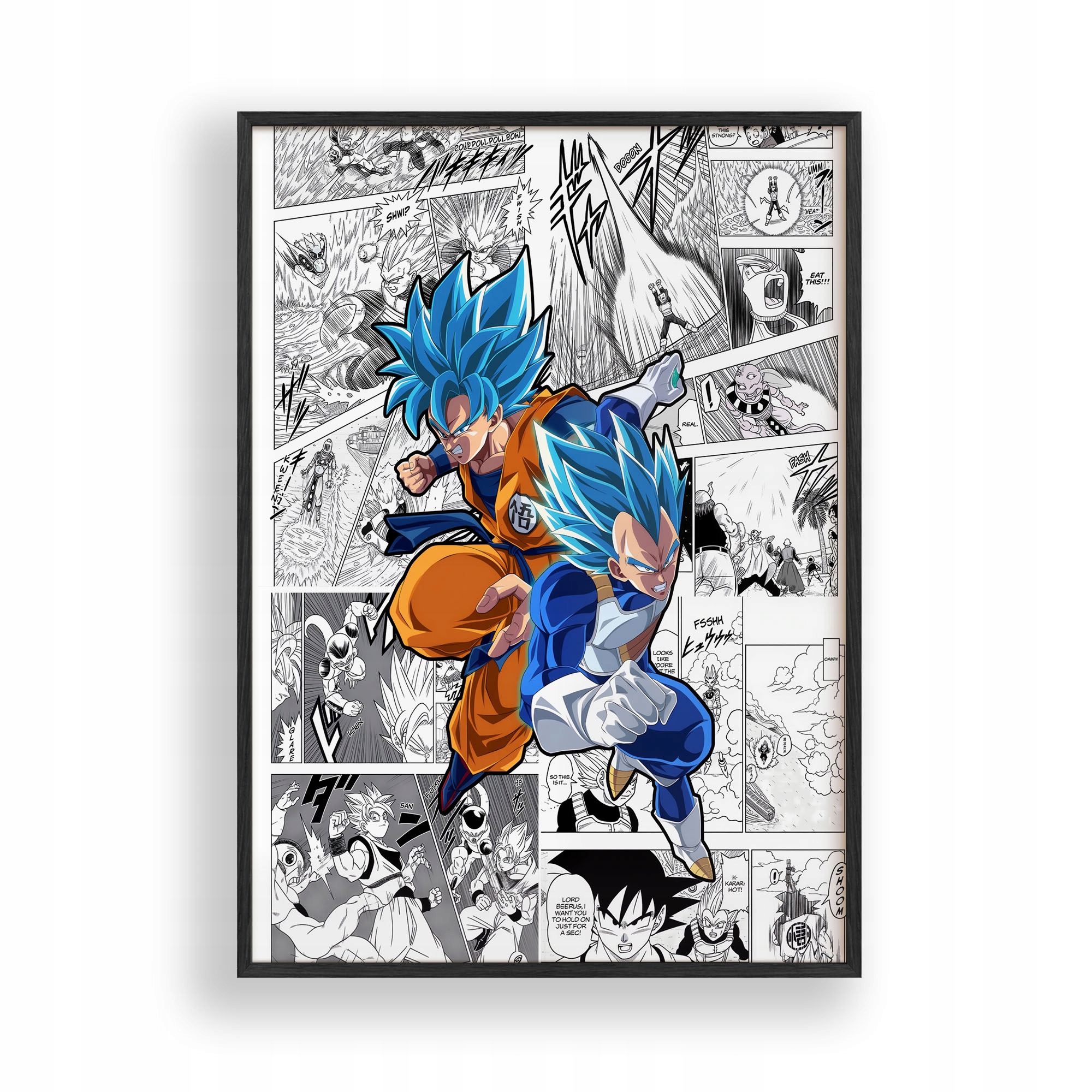 Obraz Dragon Ball Goku Vegeta Plakat Ramka Drewniana Czarna 30x42 cm