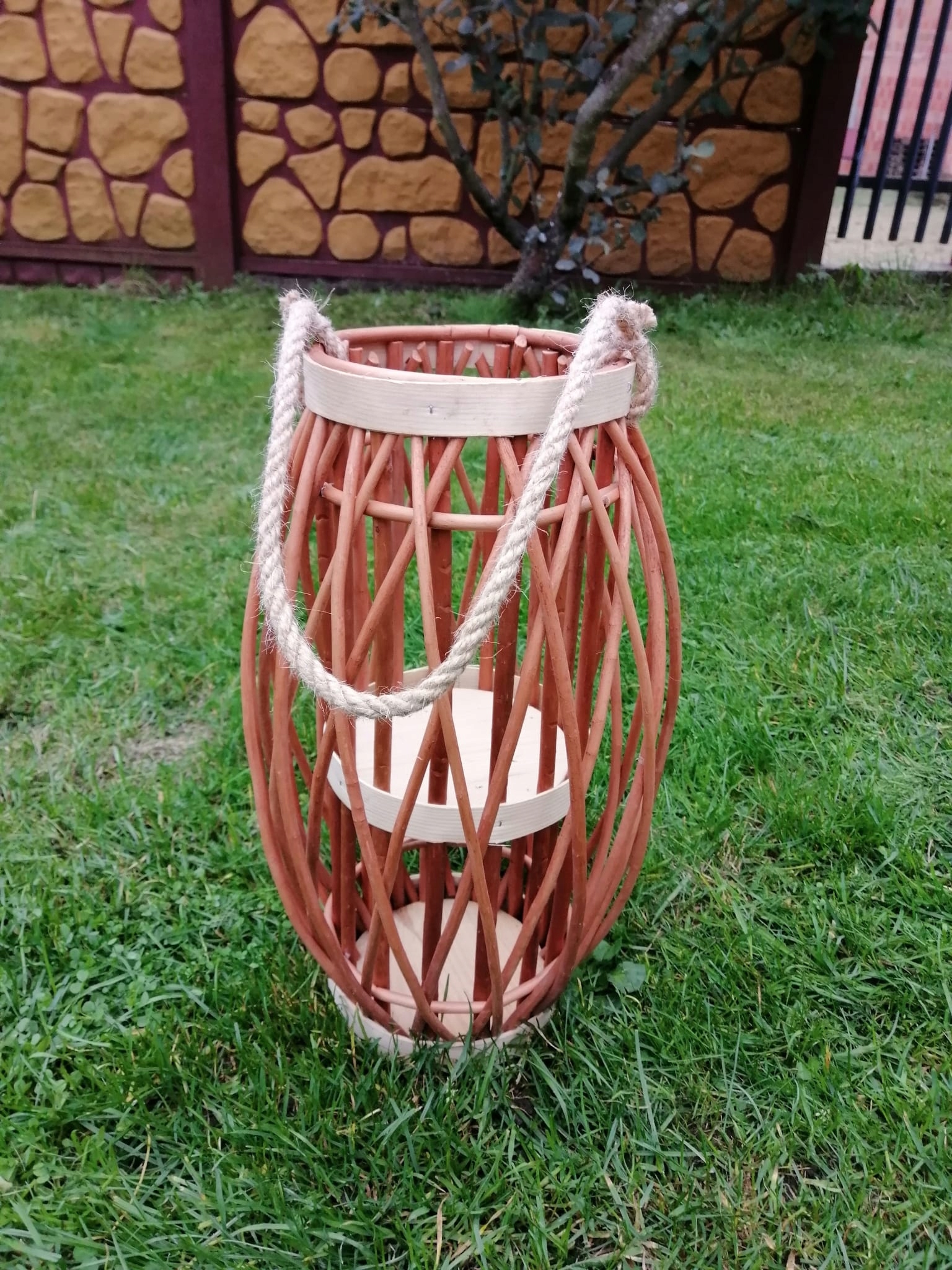 Wiklinowy Lampion LATARNIA wiszący DUŻY wiklina Marka Wickerland