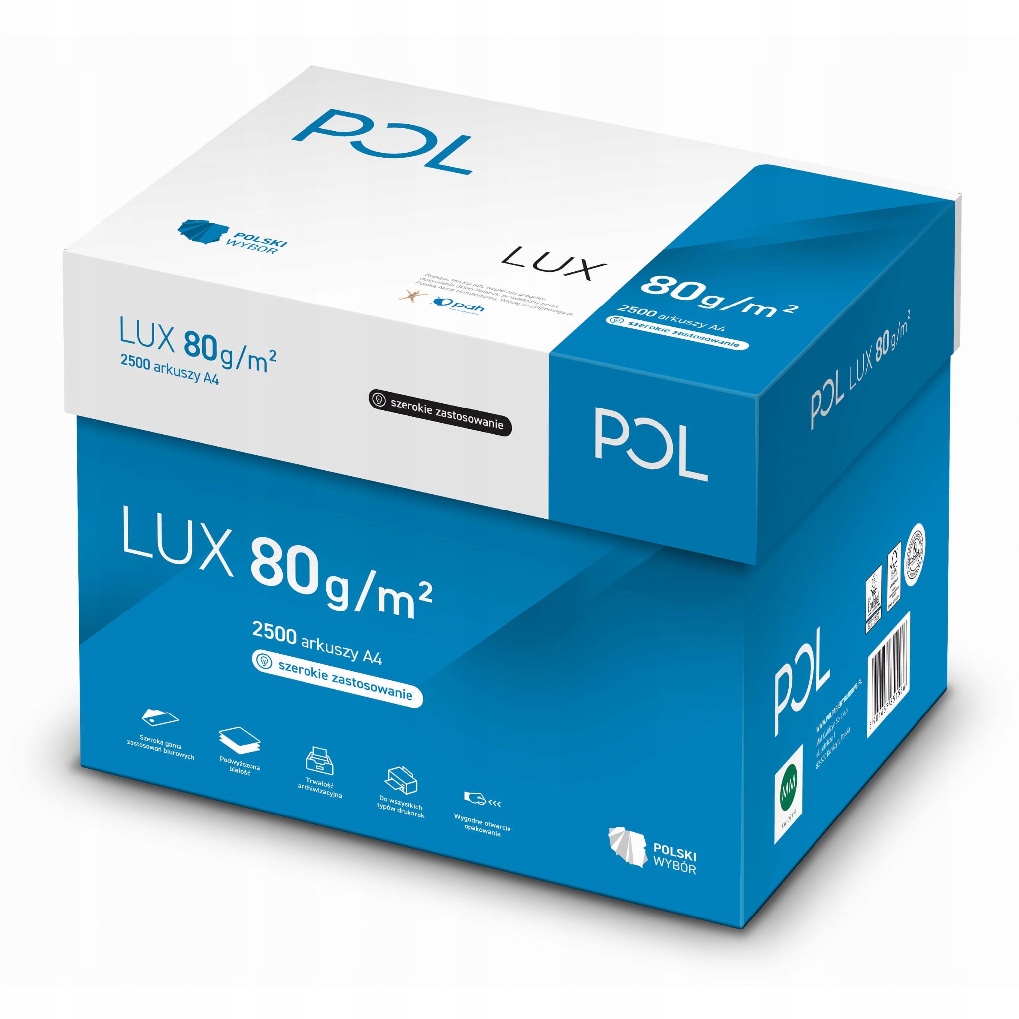 

Papier ksero PolLux A4 80g 2500ark Karton 5 ryz