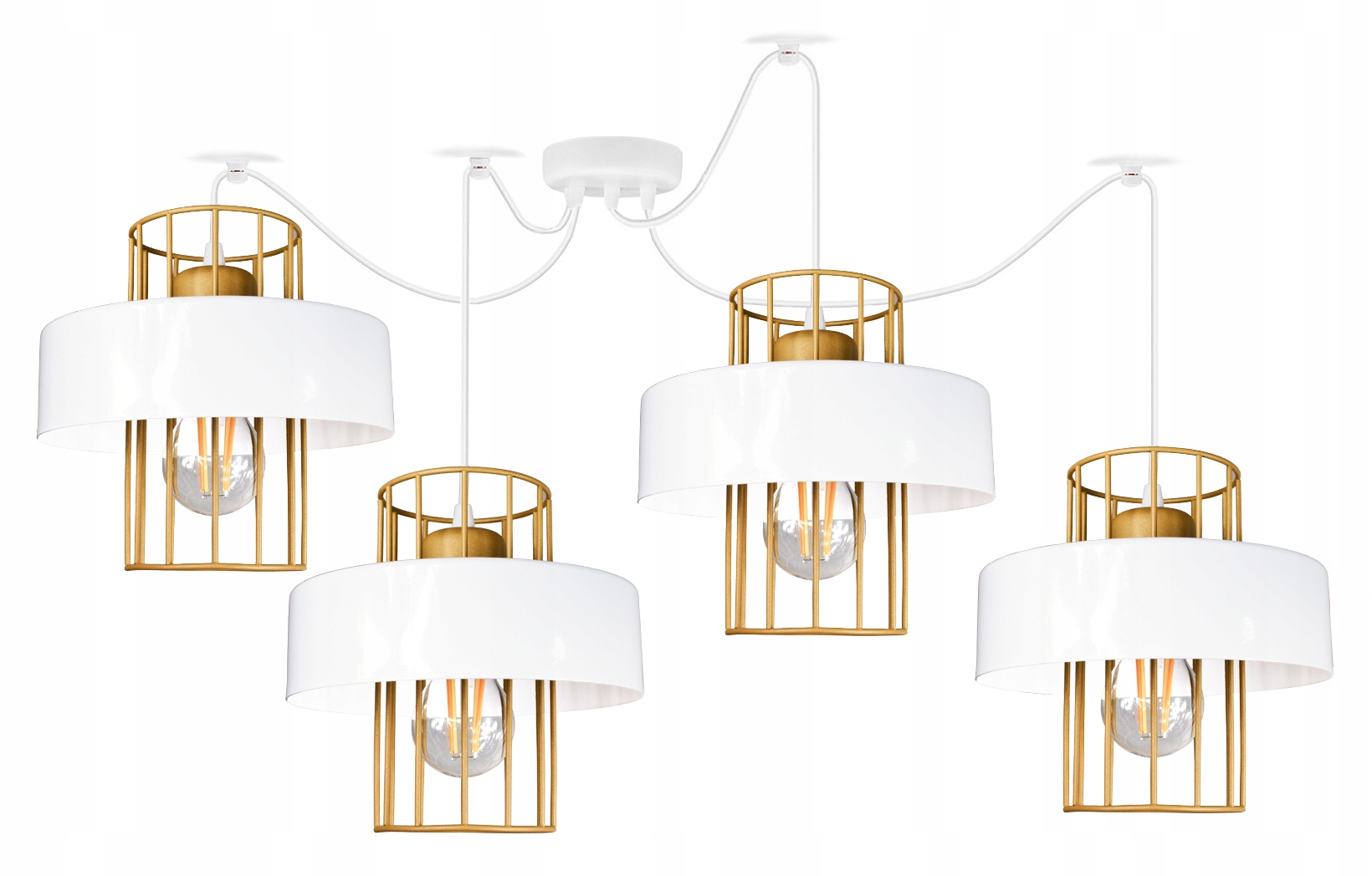 Závěsné stropní svítidlo Loft bílá zlatá stropní lampa do obývacího pokoje