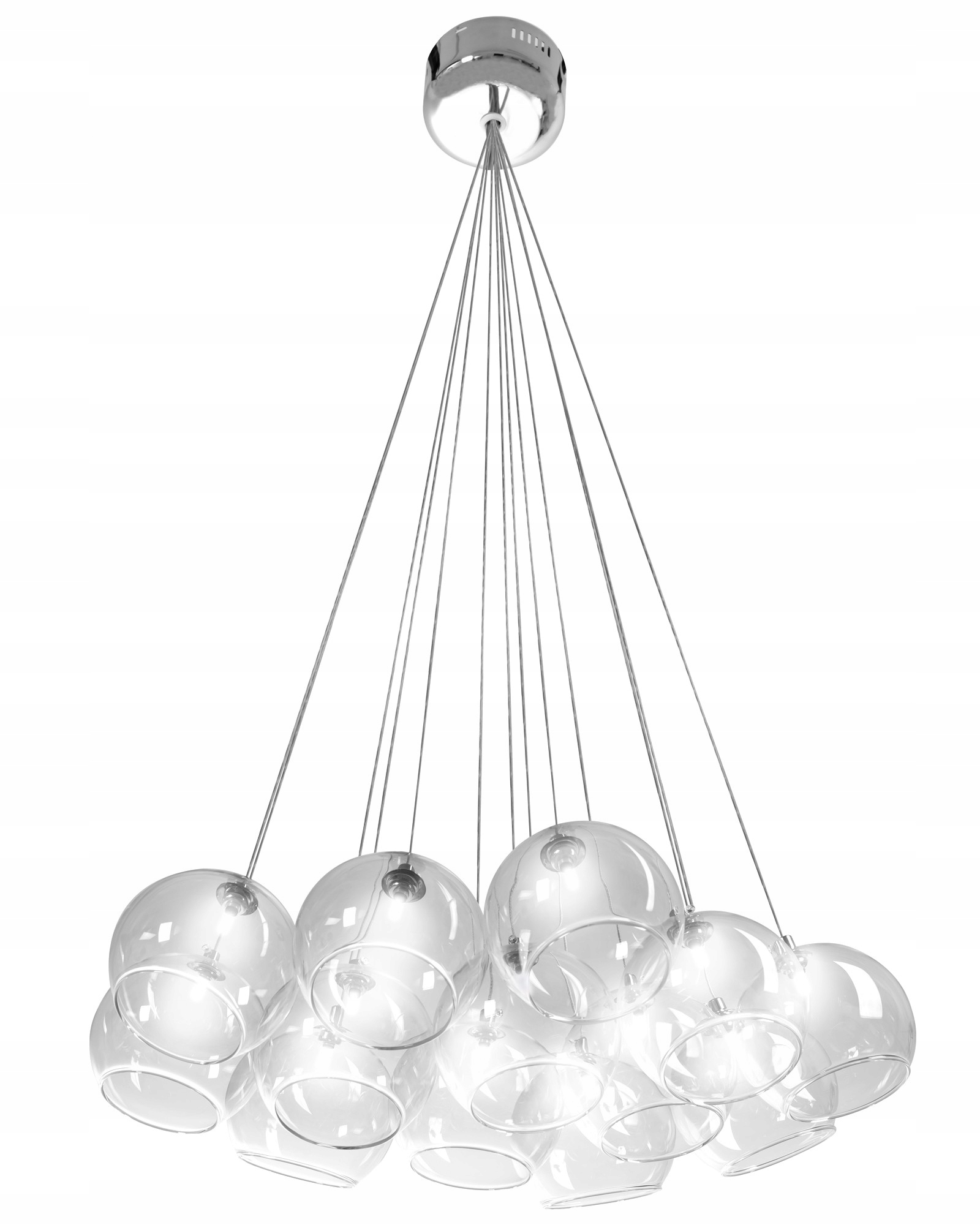 Závěsná Stropní Lampa Koule Transparentní Lustr Stříbrná Velká Toolight G4