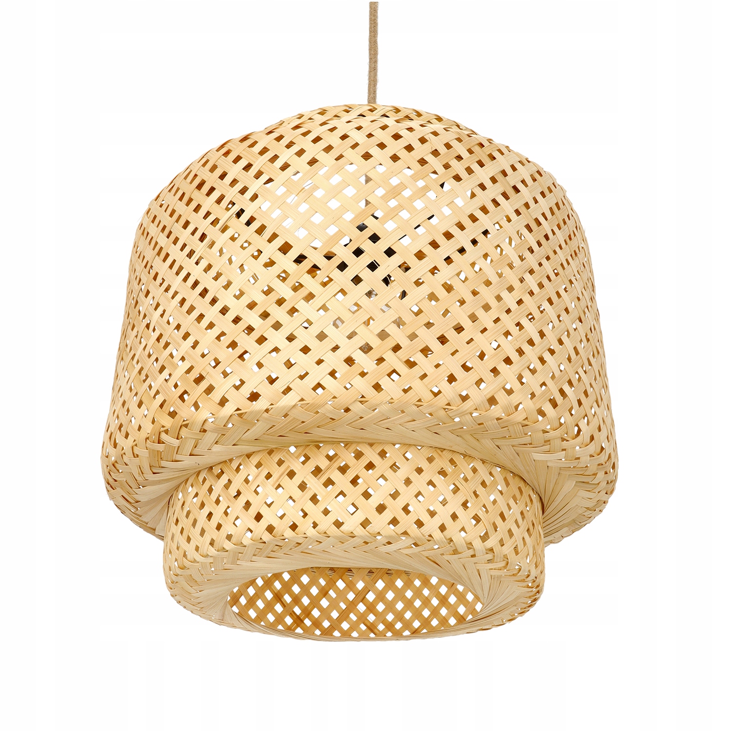 Veľká závesná lampa Boho s pleteným tienidlom 40 cm, čierna, podhľadová, E27