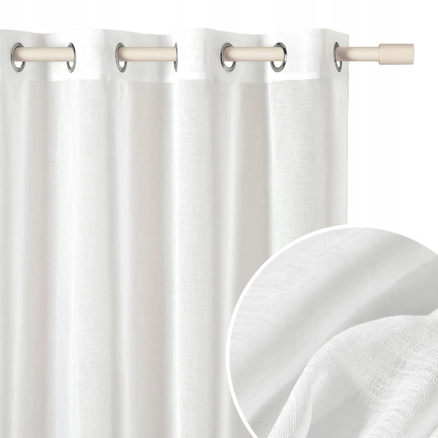 ROOM99 Firana gotowa 400x260 biała na przelotkach zwiewna matowa Novelia