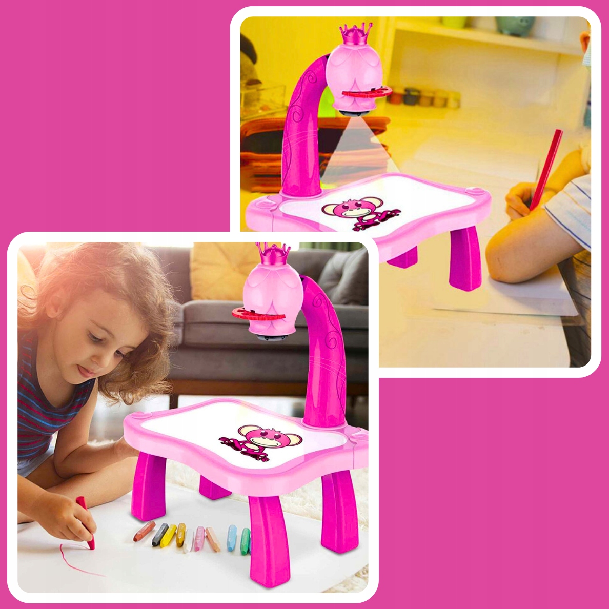 PROJEKTOR RZUTNIK DO NAUKI RYSOWANIA KREATYWNY RÓŻOWY DLA DZIECI PREZENT Marka Drobiazgarnia