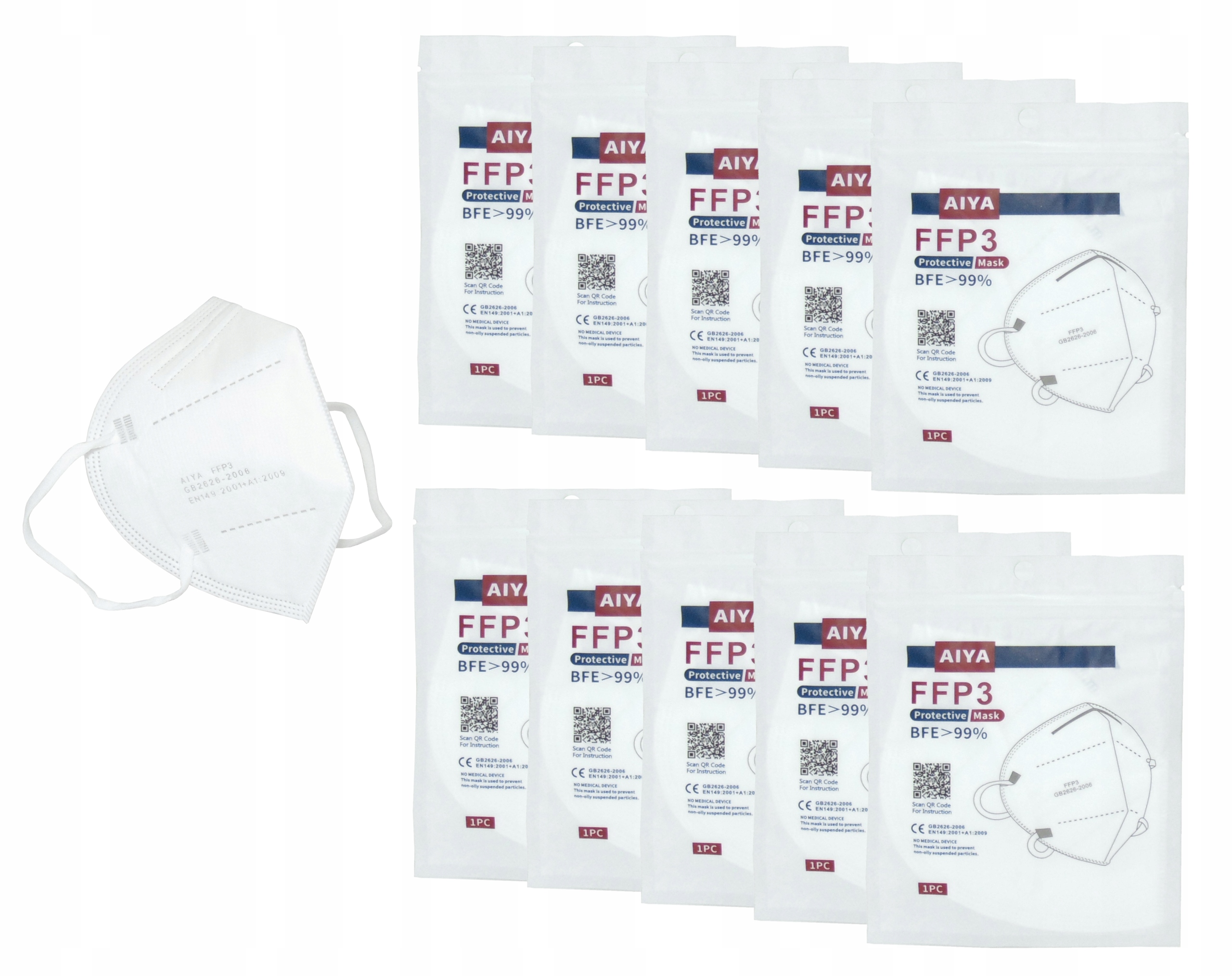 10x MASECZKA MASKA OCHRONNA FFP3 ANTYWIRUSOWA