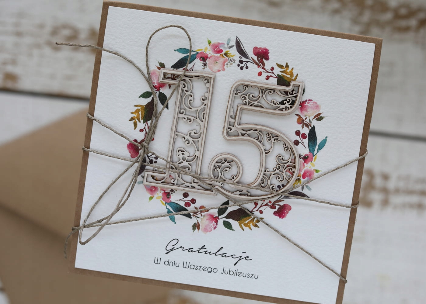 Ručně vyráběné přání k 15. výročí svatby výročí svatby