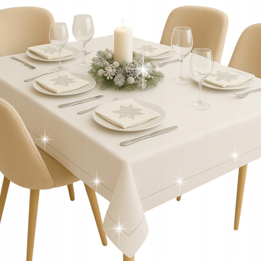Klasický bílý ubrus na Vánoce Na Vánoce elegantní se stříbrem 130x180