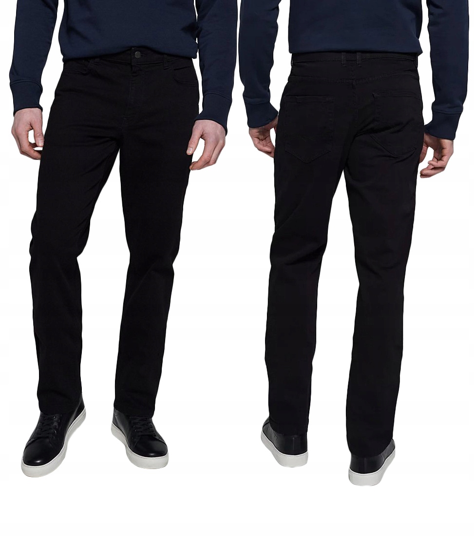 Czarne Spodnie Jeansy Męskie Dżinsy Texasy z Prostą Nogawką XF102 r W32 L30