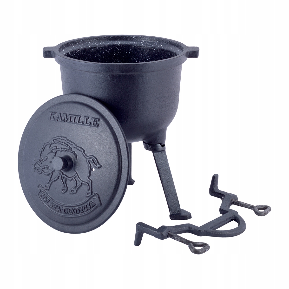 KOCIOŁEK MYŚLIWSKI ŻELIWNY 4,0 L EMALIOWANY GARNEK na ognisko